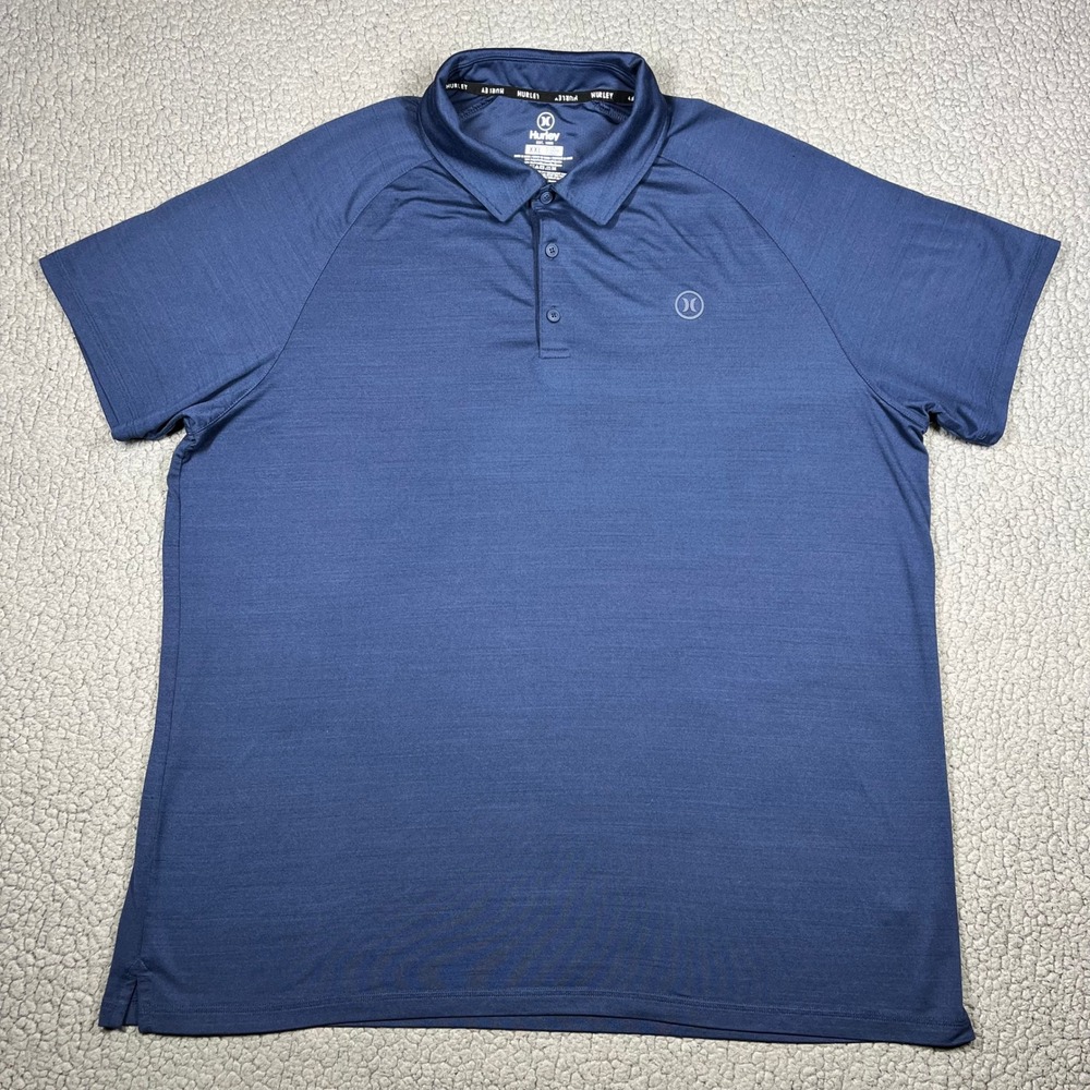 Hurley Polo Shirt Mens XXL Blue Heather Performance Short Sleeve 1858032